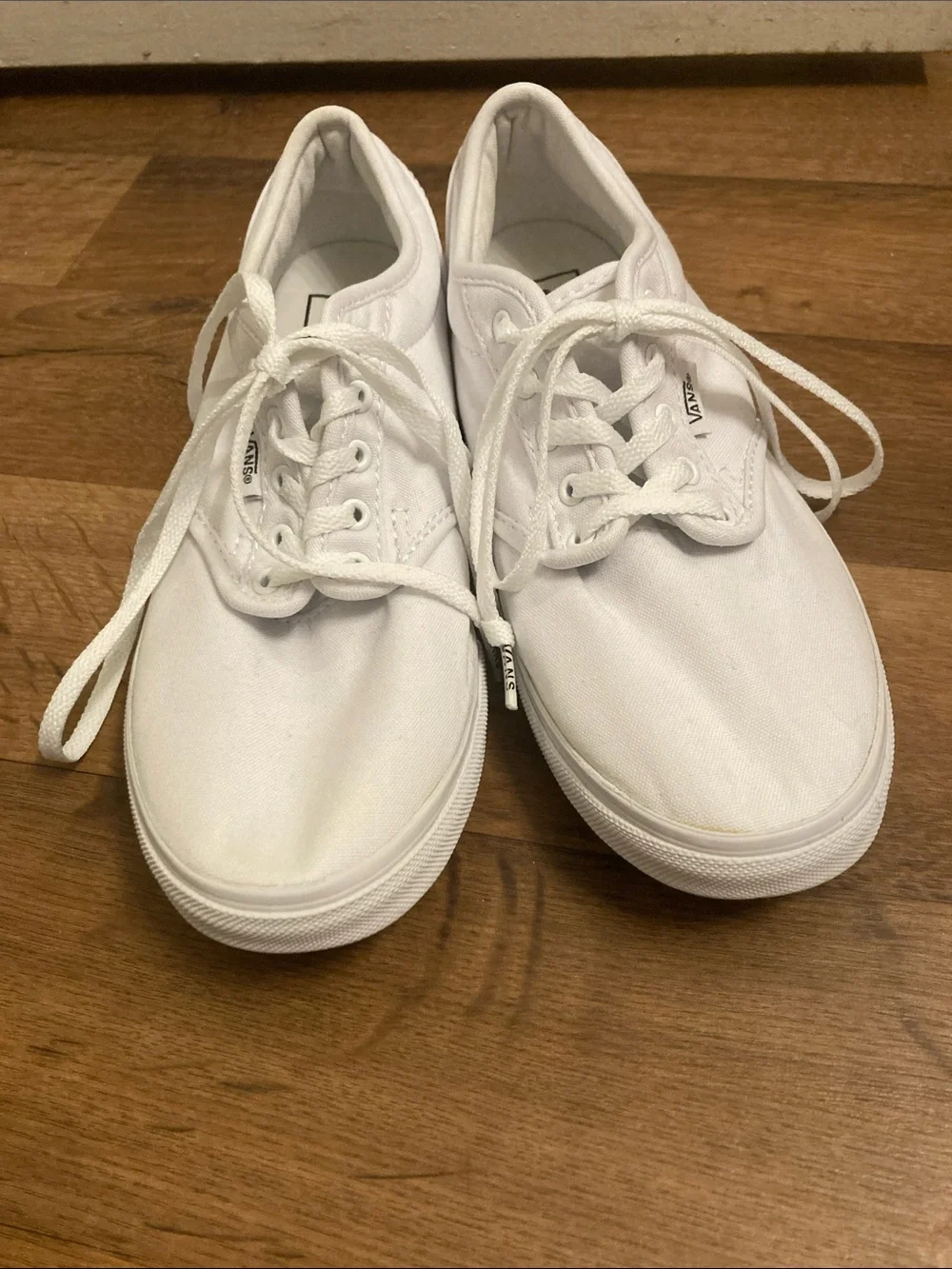 Vans Women's White Canvas Lace-Up Flats